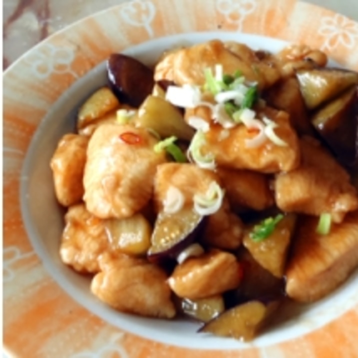 オイスターソースで簡単中華!鶏肉となすの炒め物!
